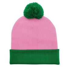 Cargar imagen en el visor de la galería, Pink with Green Cuff Beanie
