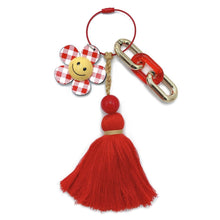 Load image into Gallery viewer, Red Gingham Flower Keychain Bag Charm
