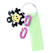 Load image into Gallery viewer, Neon Green Black Smiley Keychain Bag Charm
