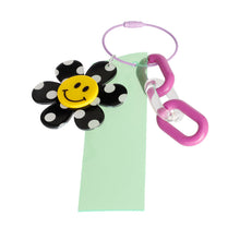 Load image into Gallery viewer, Neon Green Black Smiley Keychain Bag Charm
