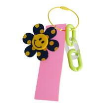 Load image into Gallery viewer, Neon Pink Navy Smiley Keychain Bag Charm

