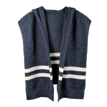 Load image into Gallery viewer, Blue Hooded Stripe Knit Kimono
