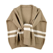 Load image into Gallery viewer, Camel Hooded Stripe Knit Kimono

