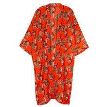 Load image into Gallery viewer, Orange Oriental Flower Long Kimono
