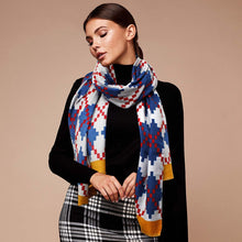 Load image into Gallery viewer, Navy Pixel Argyle Scarf
