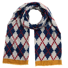 Load image into Gallery viewer, Navy Pixel Argyle Scarf

