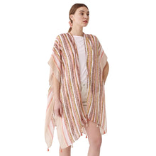Load image into Gallery viewer, Beige Tribal Stripe Print Kimono
