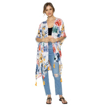 Load image into Gallery viewer, Multi Color Floral Print Tassel Kimono
