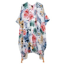 Load image into Gallery viewer, Multi Color Floral Print Tassel Kimono

