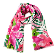 Load image into Gallery viewer, Long Pink Watercolor Floral Scarf

