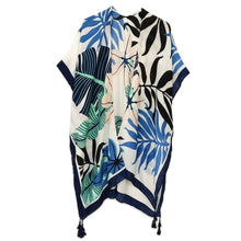 Load image into Gallery viewer, Navy Palm Tree Tropical Kimono
