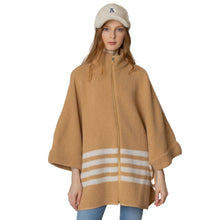 Load image into Gallery viewer, Camel Stripe Zipper Kimono
