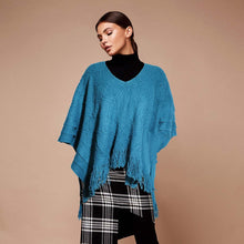Load image into Gallery viewer, Teal Crochet Poncho
