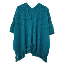 Load image into Gallery viewer, Teal Crochet Poncho
