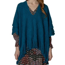 Load image into Gallery viewer, Teal Crochet Poncho
