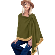 Load image into Gallery viewer, Ruana Shawl Poly Olive Shoulder Wrap for Women
