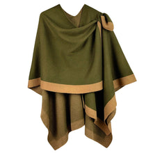 Load image into Gallery viewer, Ruana Shawl Poly Olive Shoulder Wrap for Women
