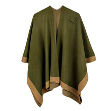 Load image into Gallery viewer, Ruana Shawl Poly Olive Shoulder Wrap for Women
