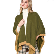 Load image into Gallery viewer, Ruana Shawl Poly Olive Shoulder Wrap for Women
