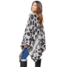 Load image into Gallery viewer, Kimono Cardigan Poly Black Leopard Knit for Women
