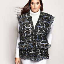 Cargar imagen en el visor de la galería, Vest Plaid Tweed Black Vest for Women
