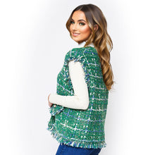 Cargar imagen en el visor de la galería, Vest Plaid Tweed Green Vest for Women
