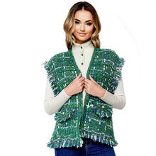 Load image into Gallery viewer, Vest Plaid Tweed Green Vest for Women
