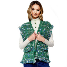 Cargar imagen en el visor de la galería, Vest Plaid Tweed Green Vest for Women
