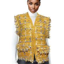Cargar imagen en el visor de la galería, Vest Plaid Tweed Mustard Vest for Women

