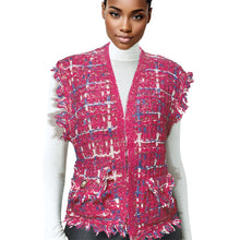 Load image into Gallery viewer, Vest Plaid Tweed Pink Vest for Women
