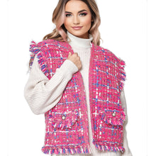 Cargar imagen en el visor de la galería, Vest Plaid Tweed Pink Vest for Women
