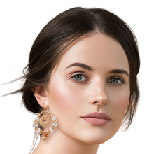 Load image into Gallery viewer, Gold Beaded Oval Earrings
