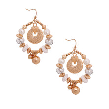 Load image into Gallery viewer, Gold Beaded Oval Earrings

