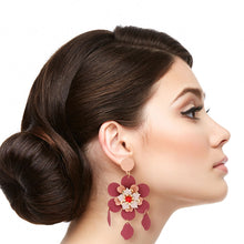 Load image into Gallery viewer, Mauve and Maroon Flower Earrings
