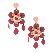 Load image into Gallery viewer, Mauve and Maroon Flower Earrings
