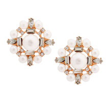 Load image into Gallery viewer, Gold Pearl Baguette Studs
