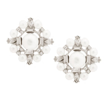 Load image into Gallery viewer, Silver Pearl Baguette Studs
