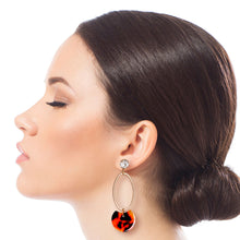 Load image into Gallery viewer, Rhinestone Tortoiseshell Oval Earrings
