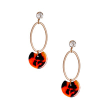 Load image into Gallery viewer, Rhinestone Tortoiseshell Oval Earrings
