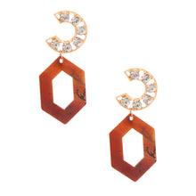 Cargar imagen en el visor de la galería, Brown Hexagon Crystal Earrings
