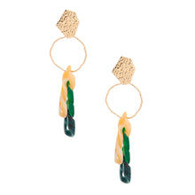 Load image into Gallery viewer, Green Link and Gold Drop Earrings
