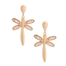 Cargar imagen en el visor de la galería, Gold Crystal Dragonfly Earrings
