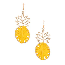 Load image into Gallery viewer, Yellow Raffia Pineapple Earrings
