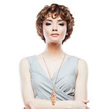 Load image into Gallery viewer, Gold Pink Peacock Necklace
