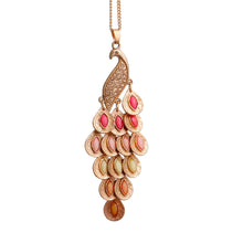 Load image into Gallery viewer, Gold Pink Peacock Necklace
