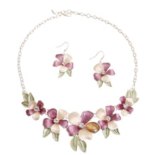 Load image into Gallery viewer, Purle Metal Flower Necklace Set
