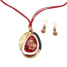 Load image into Gallery viewer, Long Fuchsia Leather Pendant Necklace
