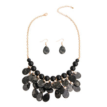 Load image into Gallery viewer, Black Bead Teardrop Bib Necklace

