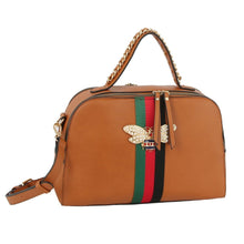 Load image into Gallery viewer, Brown Stripe Top Handle Handbag Set
