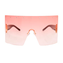 Load image into Gallery viewer, Pink Flat Top Shield Sunglasses
